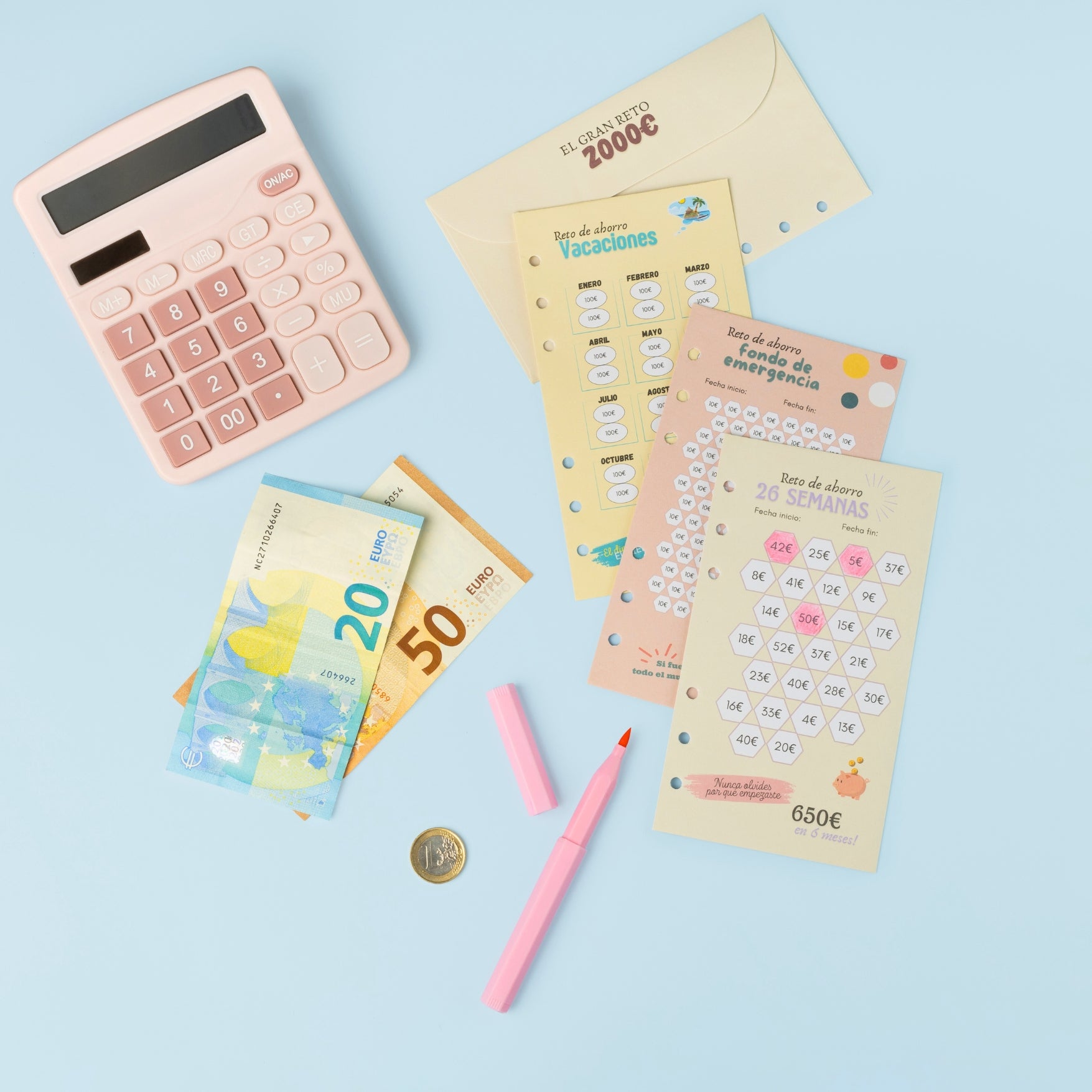 10 Sobres con Retos de Ahorro A6