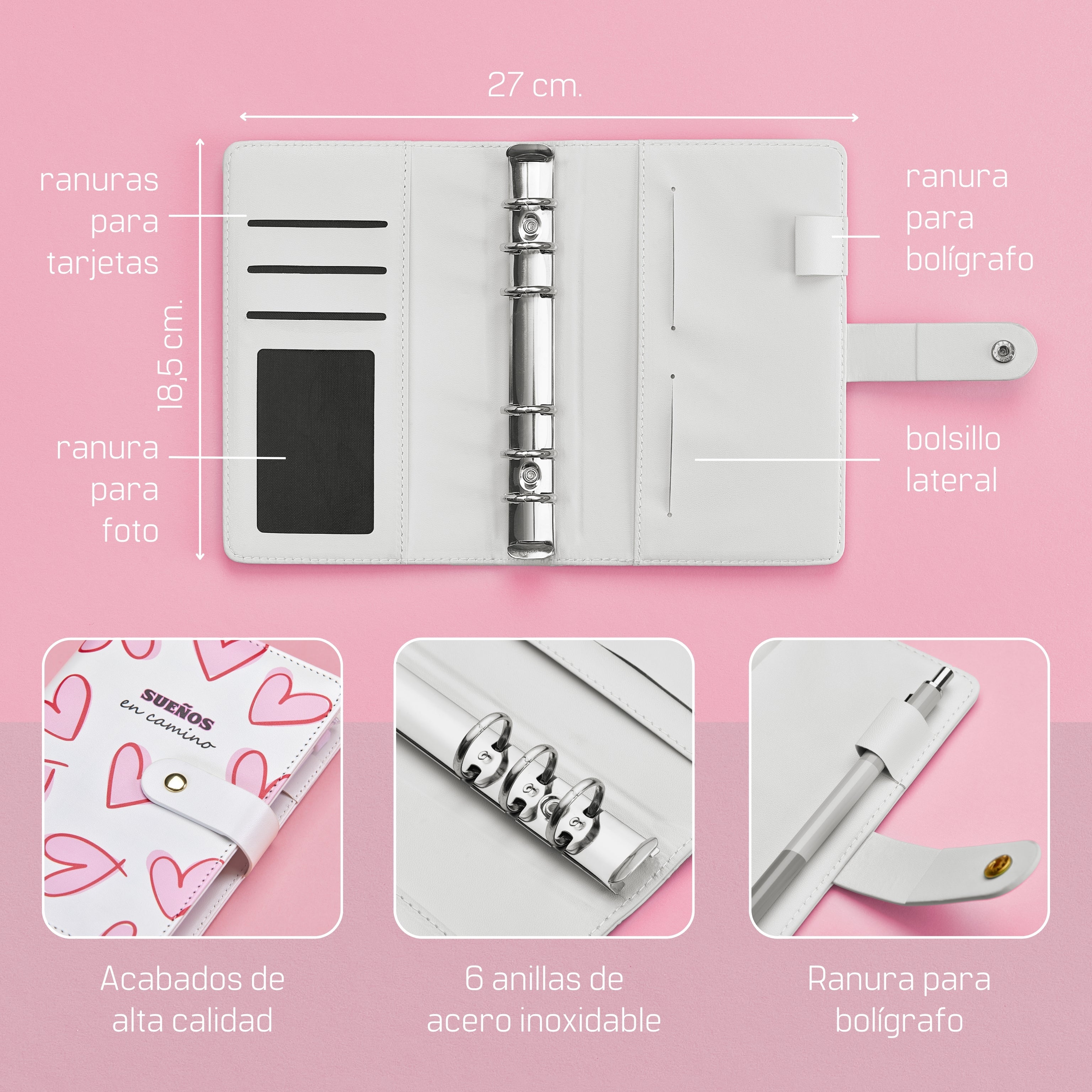 Libreta de Ahorro A6 Blanca Corazones