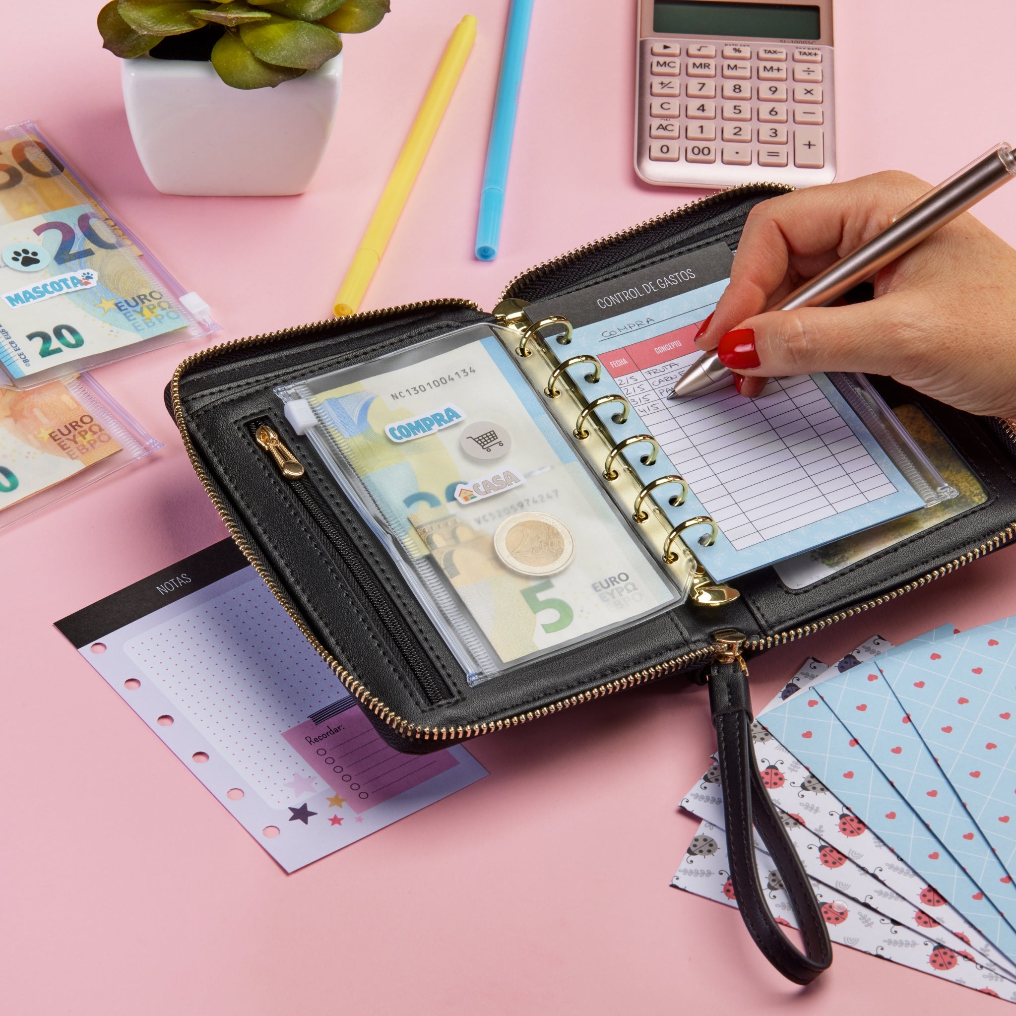 Libreta de Ahorro con Cremallera A7 Negra