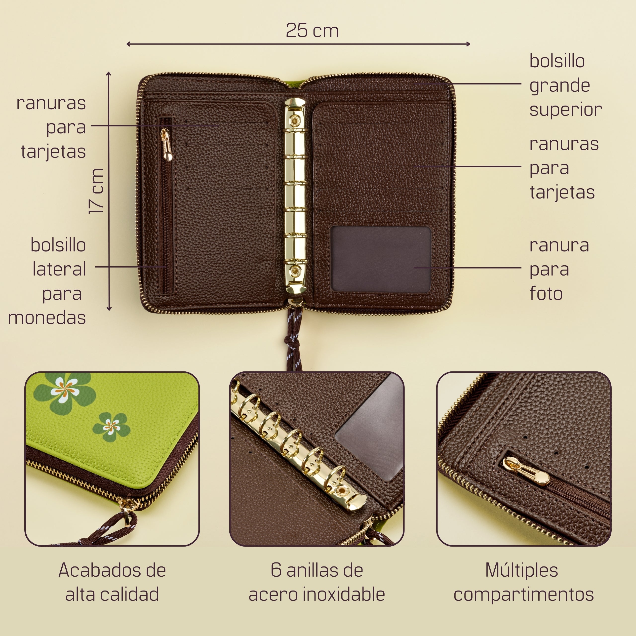 Libreta de Ahorro con Cremallera A7 Verde
