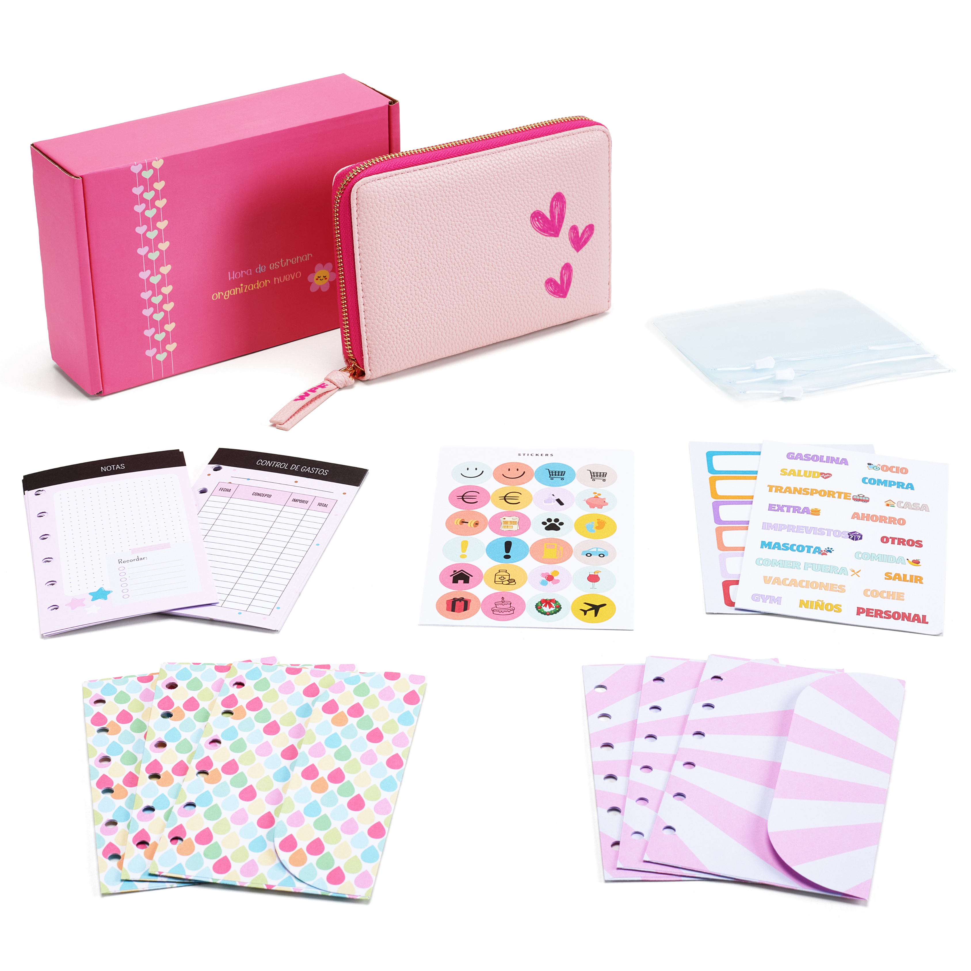 Libreta de Ahorro con Cremallera A7 Rosa