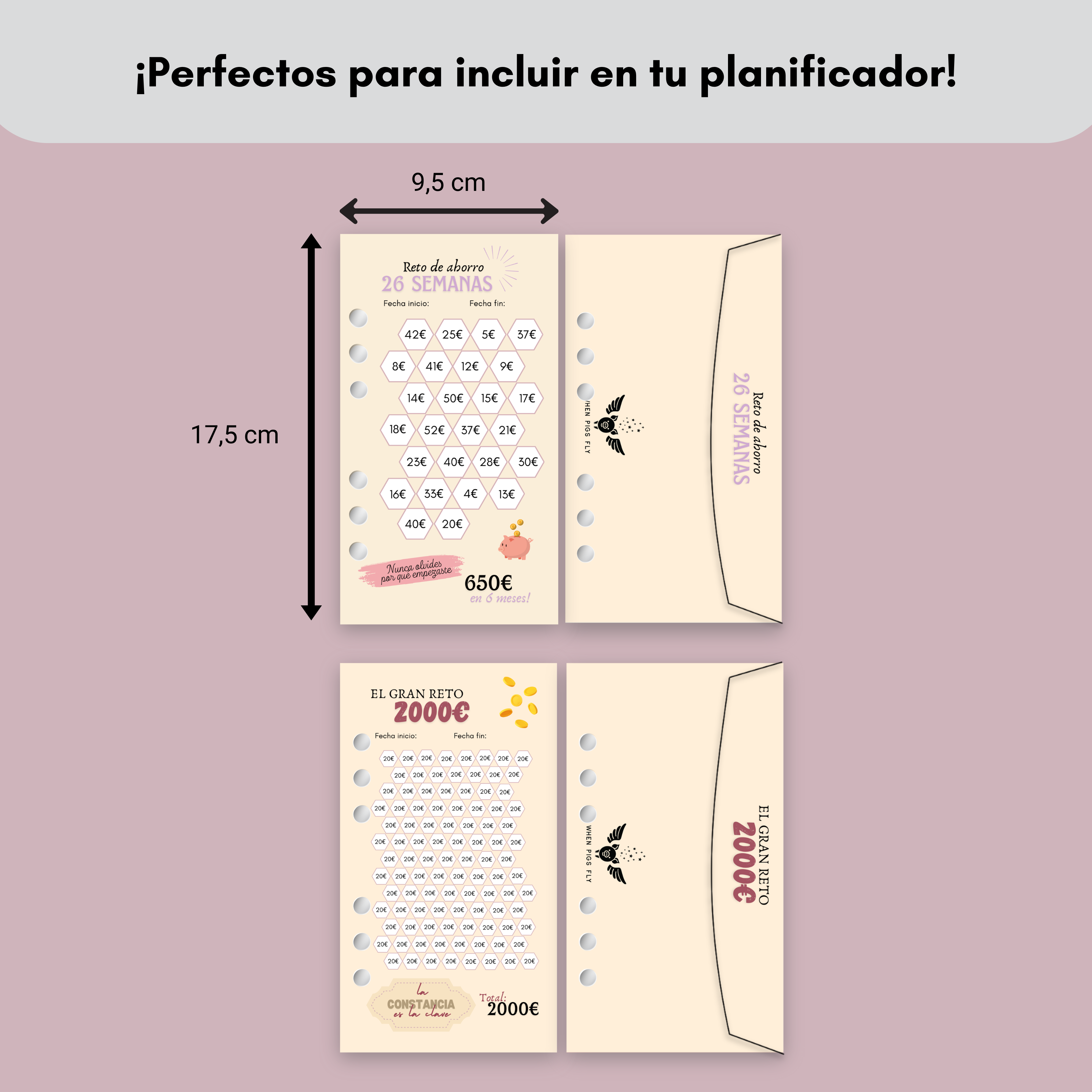 10 Sobres con Retos de Ahorro
