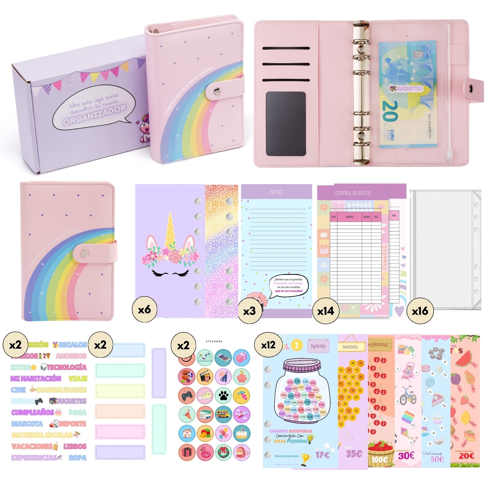 Libreta de Ahorro A6 Infantil Arcoíris