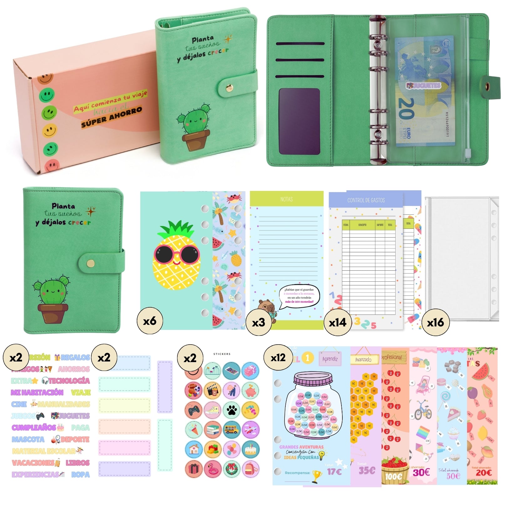 Libreta de Ahorro A6 Infantil Cactus