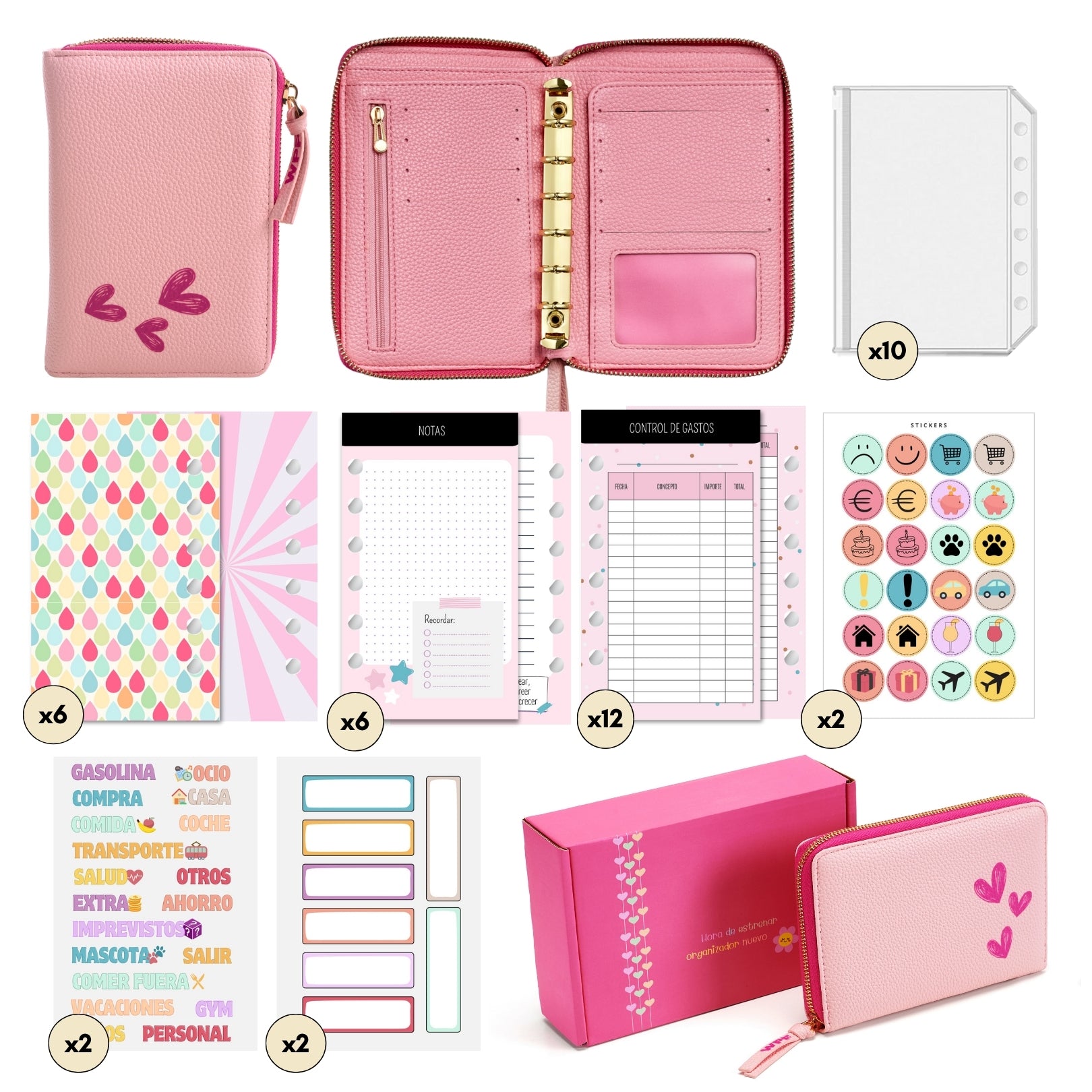 Libreta de Ahorro con Cremallera A7 Rosa