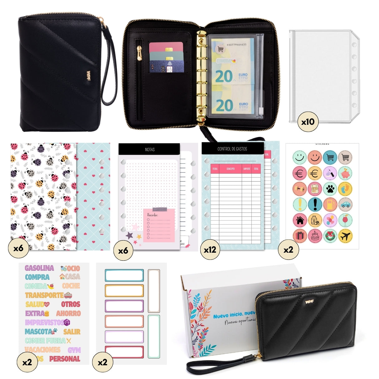 Libreta de Ahorro con Cremallera A7 Negra