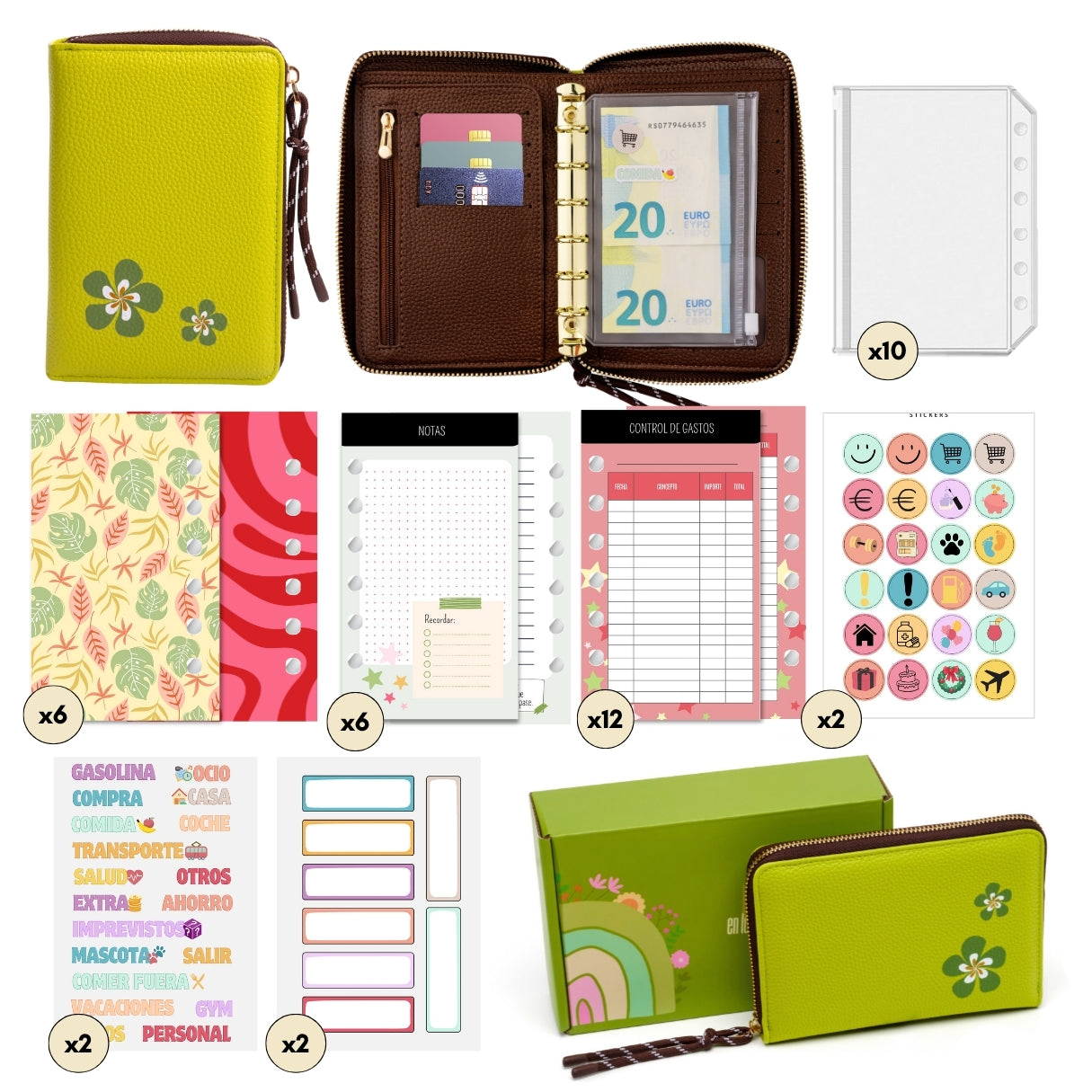 Libreta de Ahorro con Cremallera A7 Verde