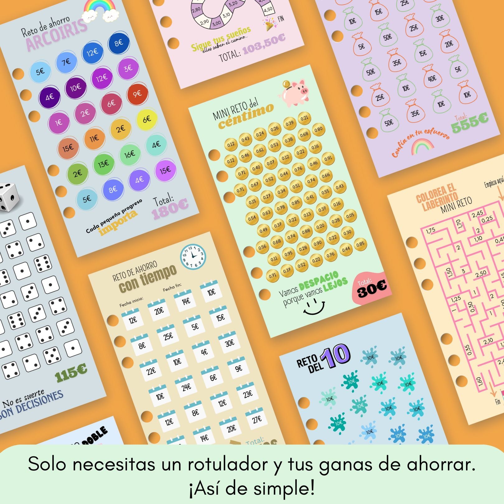 10 Retos de Ahorro Plastificados