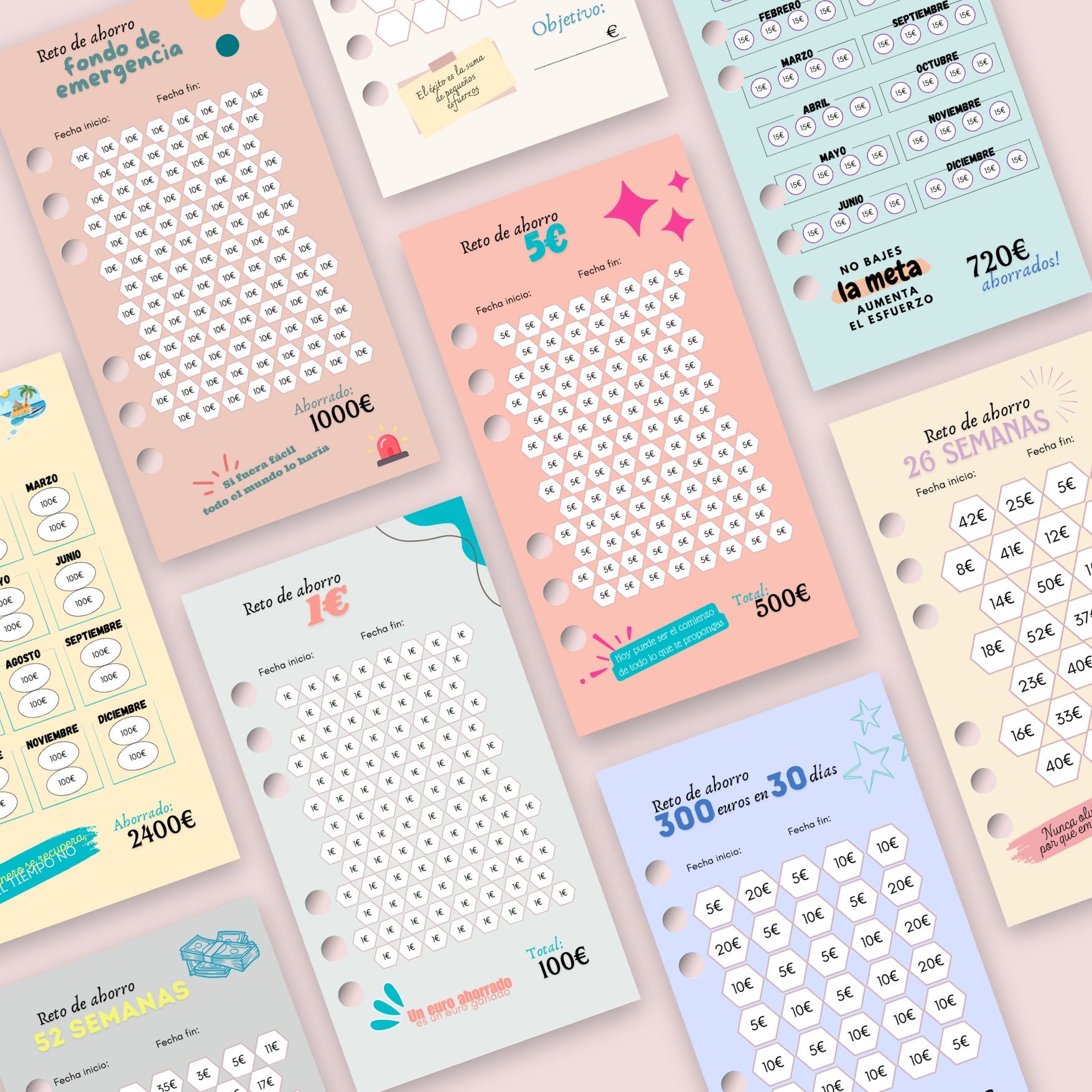 10 Sobres con Retos de Ahorro A6