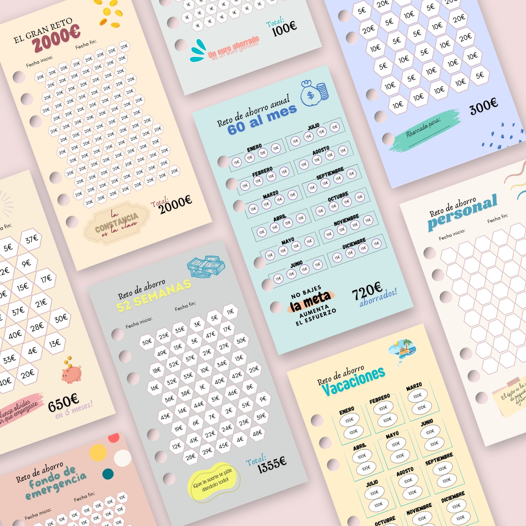 10 Sobres con Retos de Ahorro A6