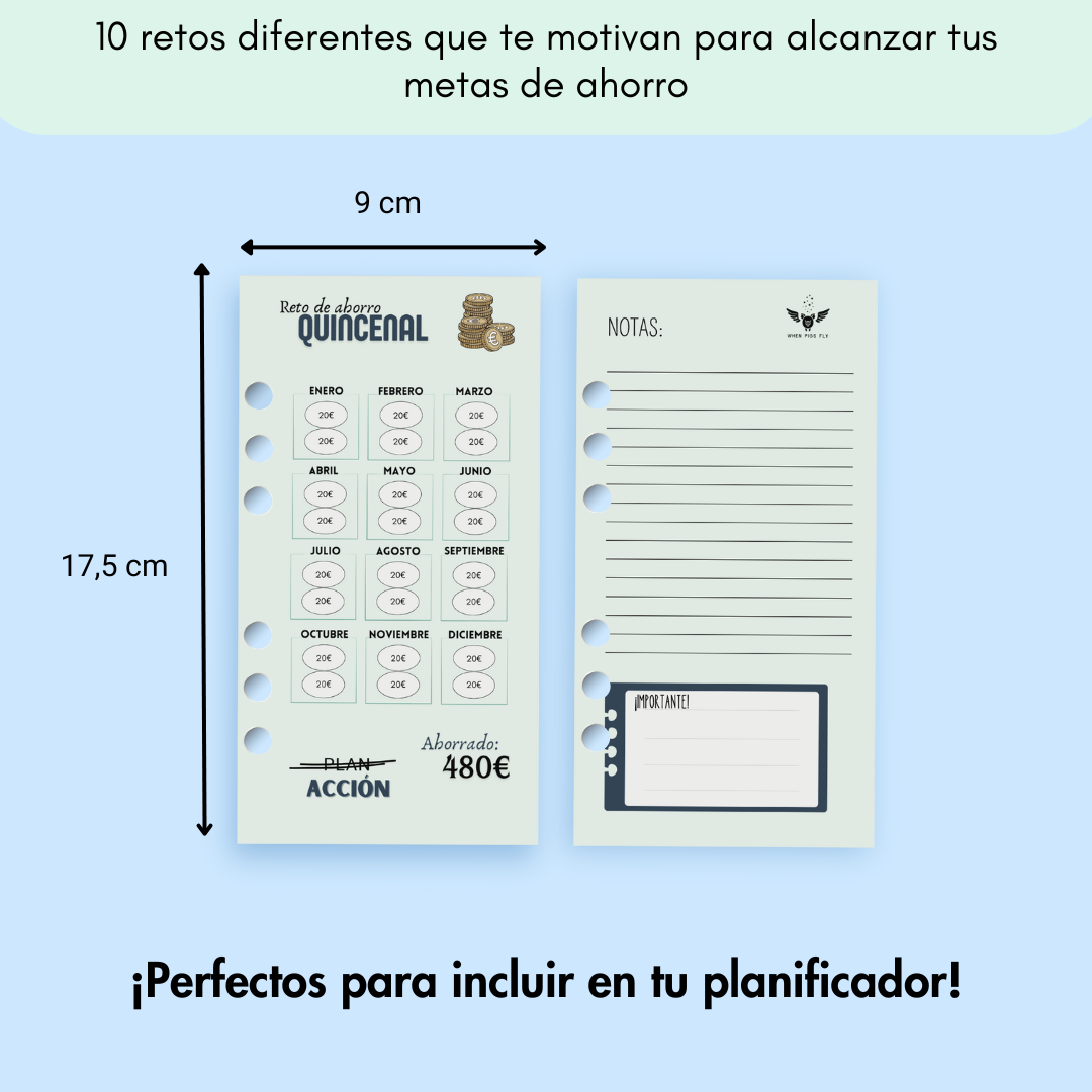 20 Hojas con Retos de Ahorro