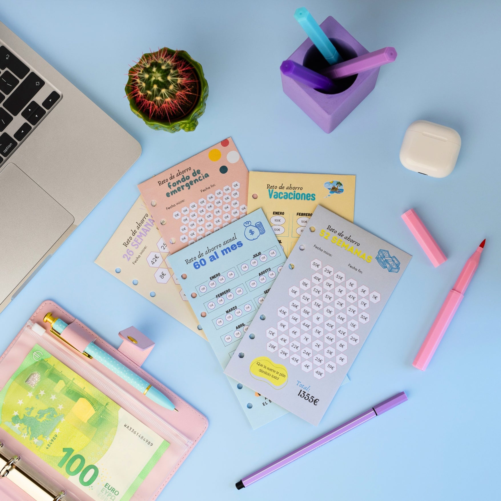 10 Sobres con Retos de Ahorro A6